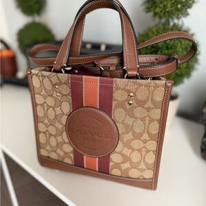 Coach Brown and Tan Signature Tote Bag